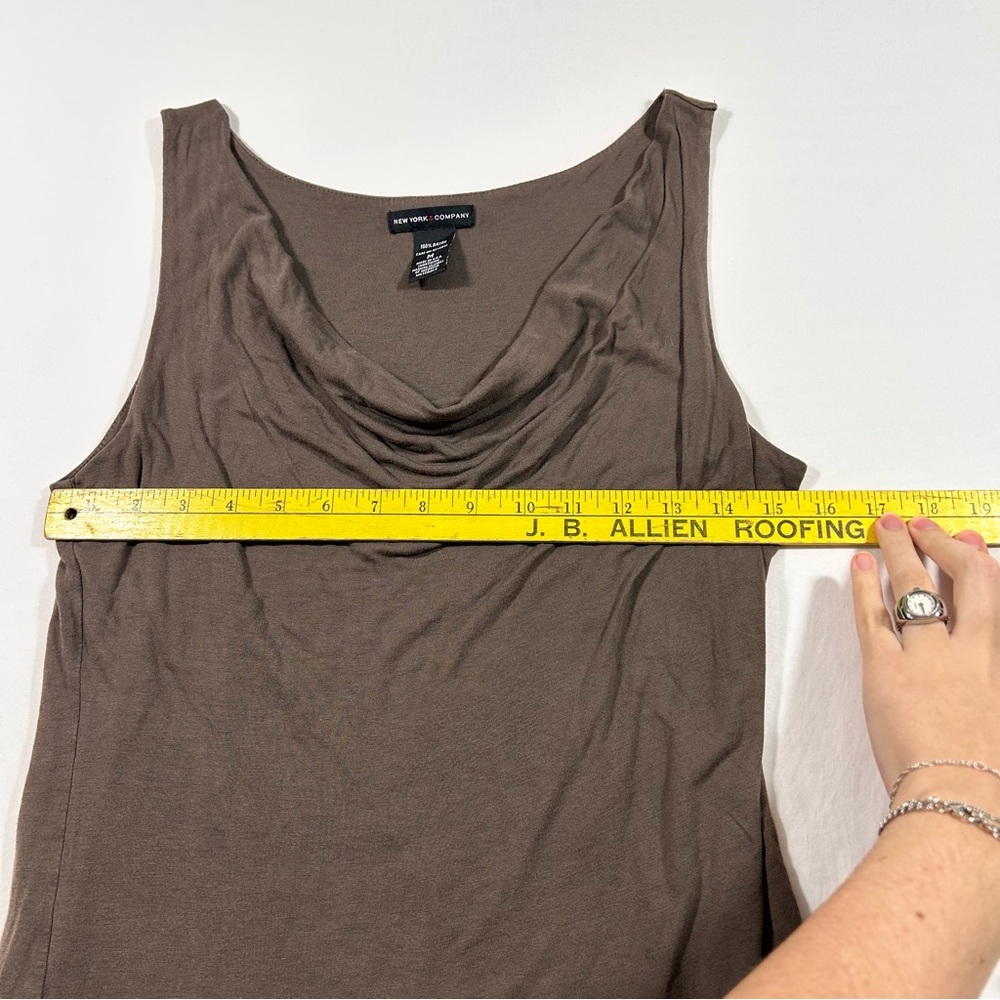 New York & Company Chocolate Drape Neck Tank Top - Picture 3 of 5